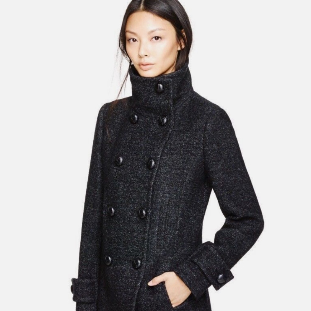 Aritzia T. Babaton Howell Wool Cashmere Double Breast High Collar Peacoat XXS - Picture 2 of 14
